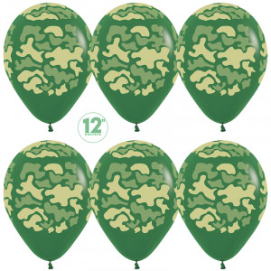 Логотип «Шар (12''/30 см) Камуфляж, Темно-зеленый (032), пастель, 5 ст, 25 шт.»