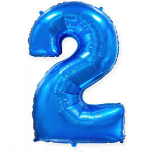 Логотип «Шар (40''/102 см) Цифра, 2, Синий, 1 шт. в уп.»