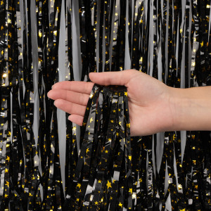 Логотип «Занавес Дождик Звезды Люкс, Черный, Металлик, 100*200 см, 1 шт.»