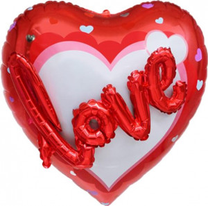 Логотип «Шар (36''/91 см) Сердце, 3D Love, Красный, 1 шт. в уп.»