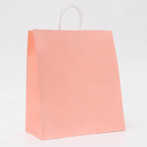 Логотип «Пакет крафт нежно - розовый, круглая ручка, 32×19.5×37 см, 120 г»