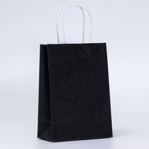 Логотип «Пакет подарочный бумажный с глиттером чёрный, 15×8×21 см»