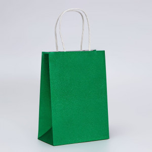 Логотип «Пакет подарочный бумажный с глиттером лазурный, 15×8×21 см»