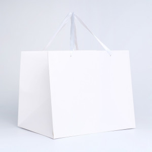 Логотип «Пакет подарочный с широким дном 35×29×28 см, белый»