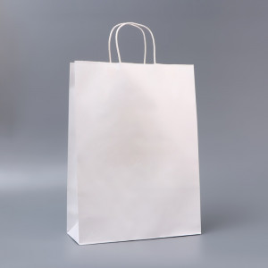 Логотип «Пакет белый без печати, круглая ручка, 31×12×42 см, 120 г»