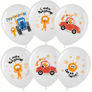 Логотип «Шар (12''/30 см) Синий трактор и Котенок Котэ, Белый, пастель, 1 ст, 25 шт.»