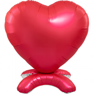 Логотип «Шар 3D (65''/165 см) Сердце, на подставке, Красный, Сатин, 1 шт. в уп.»