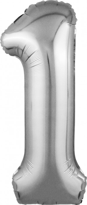 Логотип «Шар (40''/102 см) Цифра, 1 Slim, Серебро, 1 шт. в уп.»