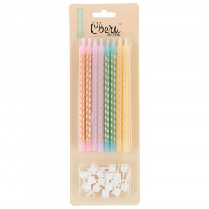 Логотип «Свечи Изящный микс, Металлик, 0,7*12 + 1 см, 16 шт. с держат.»