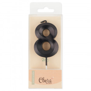 Логотип «Свеча Цифра, 8 Грани, Черный, Металлик, 4,2*6 + 4,5 см, 1 шт. с держат.»