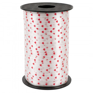 Логотип «Лента полипропиленовая (0,5 см*250 м) Красные сердца на белом, 1 шт.»