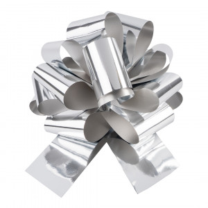 Логотип «Бант Шар, Серебро, Металлик, 21 см, 1 шт. в упак.»