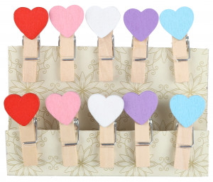 Логотип «Декоративные прищепки, Сердечки, 3,5 см. Ассорти, 10 шт.»