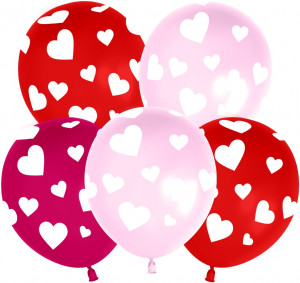 Логотип «Шар (12''/30 см) Сердечки, Ассорти, пастель, 5 ст, 25 шт.»