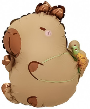 Логотип «Шар с клапаном (15''/38 см) Мини-фигура, Капибара с черепашкой, 1 шт.»