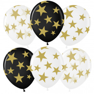 Логотип «Шар (12''/30 см) Звезды Люкс, Ассорти, кристалл, 5 ст, 25 шт.»