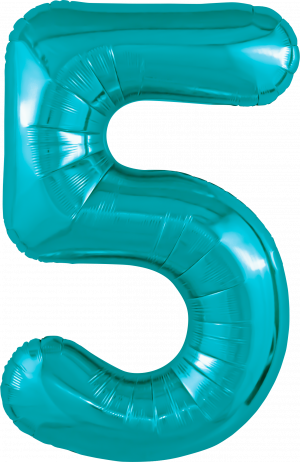 Логотип «Шар (40''/102 см) Цифра, 5 Slim, Океан, 1 шт. в уп.»