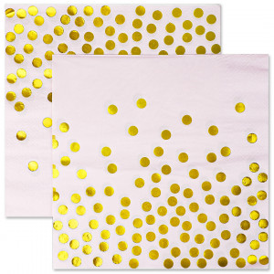 Логотип «Сервировочные салфетки, Конфетти, Розовый/Золото, Металлик, 33*33 см, 12 шт.»