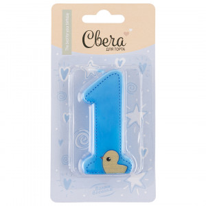 Логотип «Свеча Цифра, 1 Утенок, Голубой, 7,5 см, 1 шт.»