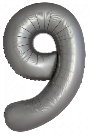 Логотип «Шар (40''/102 см) Цифра, 9 Slim, Лунное Серебро, Матовый, 1 шт. в уп.»