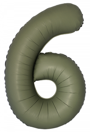 Логотип «Шар (40''/102 см) Цифра, 6 Slim, Оливковый, Матовый, 1 шт. в уп.»