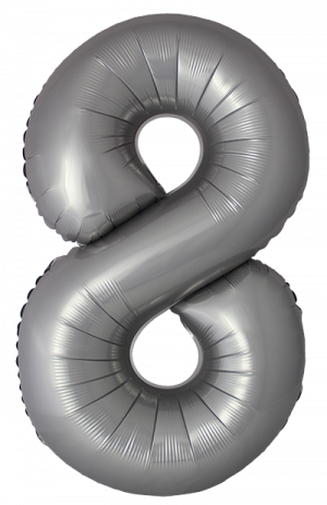 Логотип «Шар (40''/102 см) Цифра, 8 Slim, Лунное Серебро, Матовый, 1 шт. в уп.»