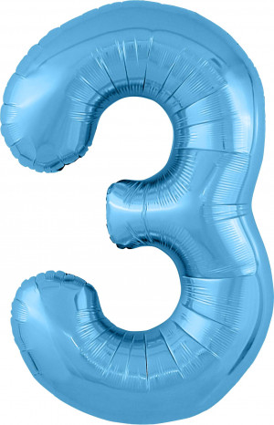 Логотип «Шар (40''/102 см) Цифра, 3 Slim, Голубой, 1 шт. в уп.»