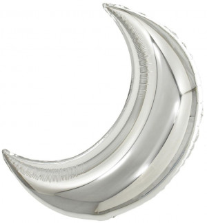 Логотип «Шар с клапаном (10''/25 см) Мини-фигура, Полумесяц, Серебро, 1 шт.»