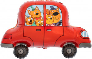 Логотип «Шар (30''/76 см) Фигура, Три Кота, Автомобиль, 1 шт. в уп.»