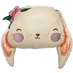 Логотип «Шар (26''/66 см) Фигура, Зайка с цветком, Сатин, 1 шт. в уп.»