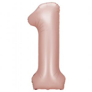 Логотип «Шар (40''/102 см) Цифра, 1, Винтажная роза, Сатин, 1 шт. в уп.»