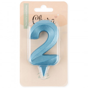 Логотип «Свеча Цифра, 2 Грани, Синяя бирюза, 7 см, 1 шт.»