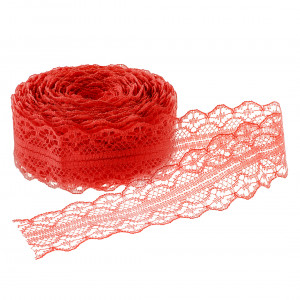 Логотип «Декоративная лента (3 см*10 м) Тонкое Кружево, Красный, 1 шт.»